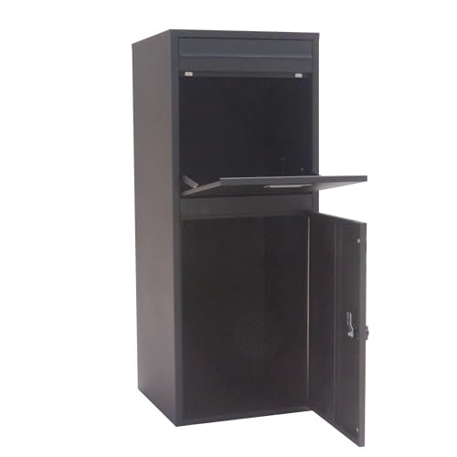 Hagrany Parcel Drop Boxes for outside, Delivery Box with Handle, Locking Box for Packages, Secure Outdoor Waterproof Parcel Mail Drop, 16.73\'\' x 15.16\'\' x 40.16\'\' (Brown)