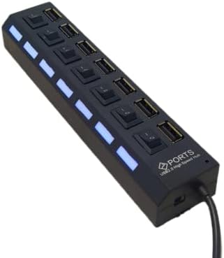 Hub Usb 7 Portas 2.0 Hd Extensor Pen Drive Hd - PRETO