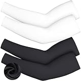 Skylety 4 Pcs Thermal Compression Arm Warmers, Medium, Black and White