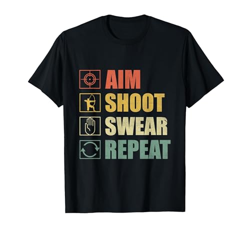 Image of Aim Shoot Swear Repeat Archery Target Shooting Archer T-Shirt, Men, Black, Medium