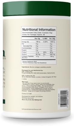 Great Lakes Gelatin, Collagen Hydrolysate, Pasture-Raised Grass-Fed, Non GMO (4 Cans of 16 Ounces)