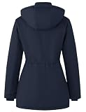Wantdo Damska kurtka parka na zimę, casual płaszcz na zewnątrz, ciepła bawełniana kurtka pikowana, kurtka wiatroszczelna, odzież wierzchnia, granatowy, XL