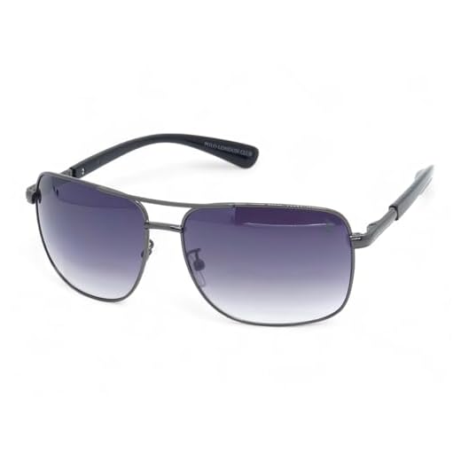 Óculos de Sol Aviador Unissex Polo London Club design Retangular com lentes em Policarbonato UV400 contém Case Couro ECO (Grafite Degradê)