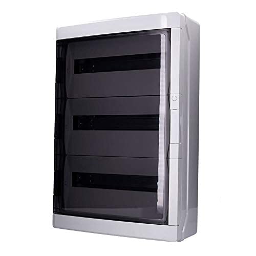 Aufputz Feuchtraum Verteiler Pro 3-reihig IP65 54 Module - Verteilerkasten Kleinverteiler Sicherungskasten, Tür transparent