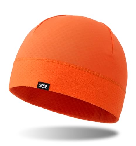 THINDUST Winter Thermal Skull Cap for Men Women - Warm Breathable Running Cycling Skiing Outdoor Helmet Liner Beanie Orange