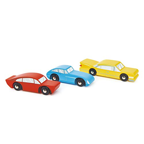 Image of Tender Leaf Toys - Retro Cars - Three Vintage Solid Wood Super Car Set Made with Premium Quality Materials - Encourages Imaginative Roleplay and Develops Fine Motor Skills for Children 3+