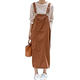 [Teddy] デニム サロペット ジャンパースカート オールインワン ゆったり 中厚手 春夏秋 ストリート pants453 (ブラウン, S)