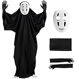 [Maazusa] カオナシ コスプレ ハロウィン カオナシ風 顔のないモンスター服 衣装 ローブ マスク 手袋付き お化け コスチューム 男女兼用 全身カバー お祭り 撮影 学園祭 [並行輸入品]