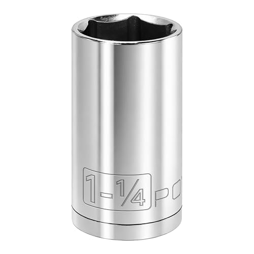 Image of Powerbuilt 1 /2 Inch Drive x 1-1-1 /4 Inch SAE Deep Socket, 6 Point, Chrome-Vanadium made, Size Marking - 642216