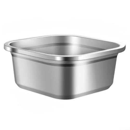 Bol de cuisine carré en acier inoxydable pour mélanger les ingrédients, servir des soupes, laver les légumes et stocker de petits objets conçu pour une utilisation continue (bac 24 cm)