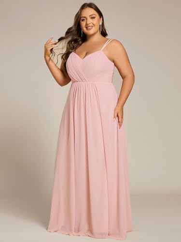 Image of Ever-Pretty Women's Pleated Backless Applique V Neck A Line Chiffon Sleeveless Plus Size Bridesmaid Dresses 01692-DA