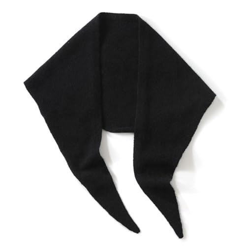 Cashmere Knit Triangle Scarf for Women Knitted Head Scarf Small Bandana Old Money Aesthetic Accessories (Black)