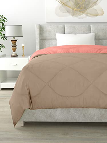 Image of Clasiko Reversible Single Bed Comforter; 60x90 Inches; 200GSM; Candy Peach & Taupe