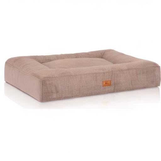 Knuffelwuff orthopädisches Hundebett aus kuscheligem Velours mit Handwebcharakter Sofia 100 x 80cm Beige - Abnehmbarer Bezug - waschbar - für große, mittelgroße und kleine Hunde