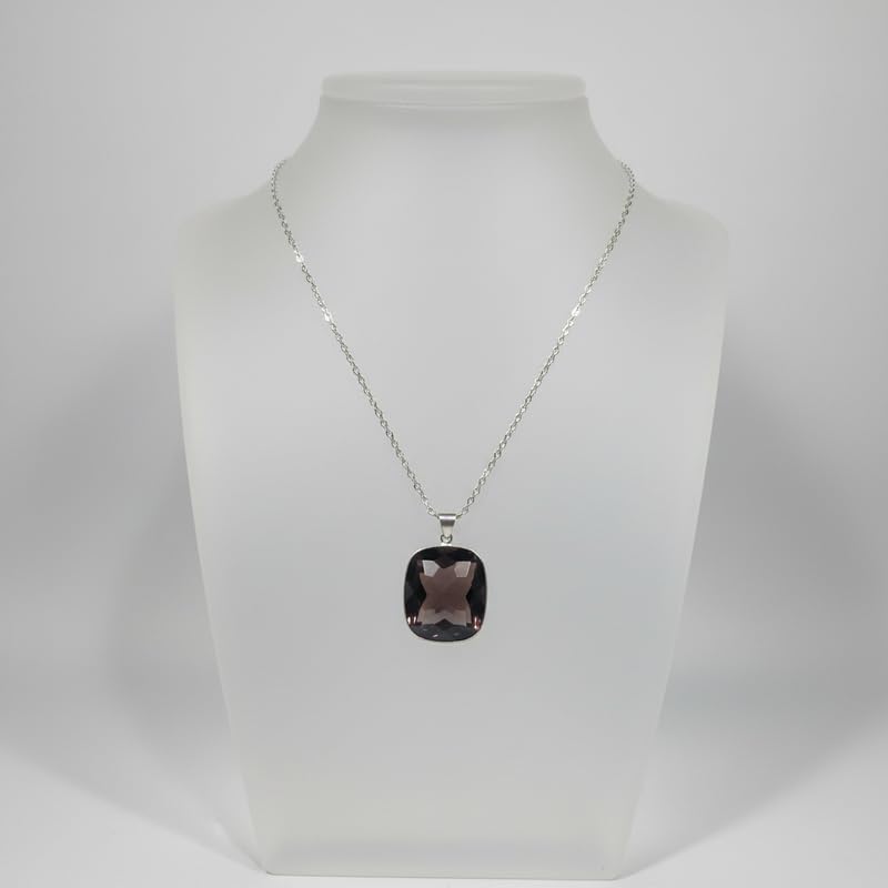 Pendentif en quartz violet collier pierre précieuse forme coussin facettes - 2