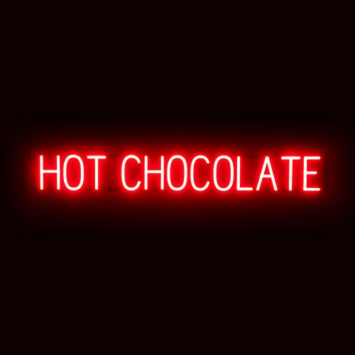 Image of SpellBrite LED Neon HOT CHOCOLATE Sign for Business - Red, 49 inch x 6 inch | Ultra-Bright Click-Together Signage for Cafes, with Visibility from 500 Feet - 8 Animations, 6 Brightness Settings