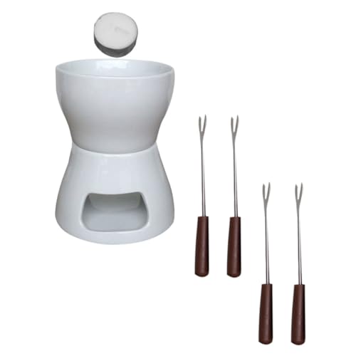 MAGICLULU 2 Juegos Crisol De Chocolate Plato Fuente Rizador De Queso Caliente Queso Feta Salsa Derretir Chocolate Queso Provolone Chocolate para Fondue Estufa De Fusión Cerámica