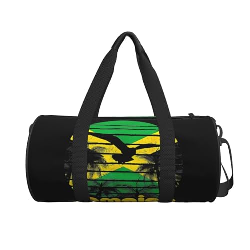 Vintage Retro Jamaica Flag Jamaican Round Travel Duffel Bag Large Capacity Gym Sports Bags for Hiking Vacation Trips2
