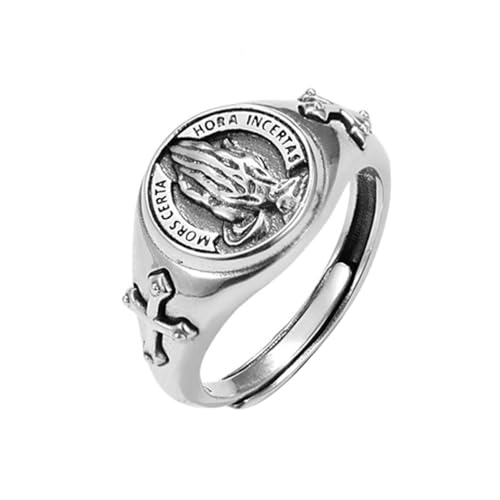 KONFEN Rezando Manos Anillos Hombres, Vikingo Ajustable...