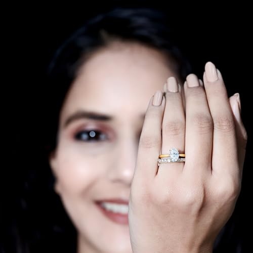 Certified Lab Grown Diamond Bridal Ring Set, Ef-Vs Quality, 6X8mm Oval Shape Diamond Engagement Ring with Wedding Band - Ready To Gift4