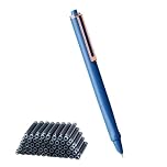 Yolkify Retractable Fountain Pen 0.38mm Fine Nib for Precise Smooth Writing, 50 Black Replaceable Ink Cartridges Included, Retractable Fountain Pen for Daily Use