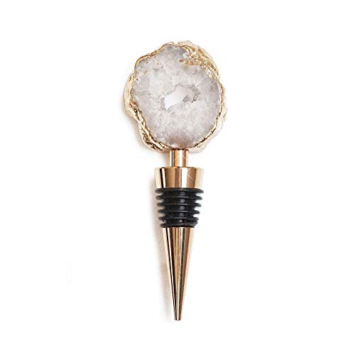 Nikita By Niki Agate Crystal Geode Wine & Champagne Bottle Stopper | Gold Plated Gilded Edge | Luxury Gift Box