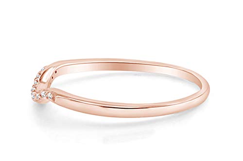 AFFY Round Cut White Cubic Zirconia Curved Wedding Band Ring in 14k Gold Over Sterling Silver2