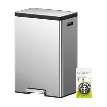 EKO Ecocasa II 40L Kitchen Bin Recycling and Waste, Pedal Rubbish Bin with Double Removable Inner Buckets 2X20L, Perfect for Eco-conscious Homes, Stainless Steel
