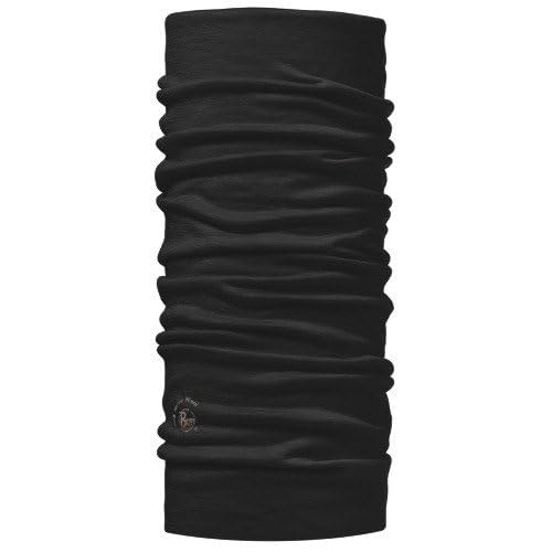 Buff®| Braga de cuello Merino Lightweight Bufanda Multifuncional 100% Lana Merino, Senderismo, Aire Libre, Sostenible, Ligera, Fina, Hombre Mujer Talla única Negro