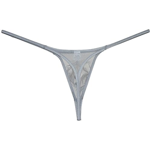 Men's Gloss C-thru Micro String Thong Underwear Contoured Pouch Grape Smugglers Mesh Stretchy Underpants Sheer Lingerie4