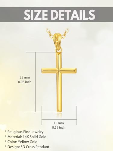 14K Gold Cross Necklace for Women, 14K Gold Faith Cross Pendant Necklace Opal/Turquoise Crufix Baptism Faith Jewelry, Birthday Christmas Gifts for Mom Her Girlfriend Wife, 16+2 Inch4