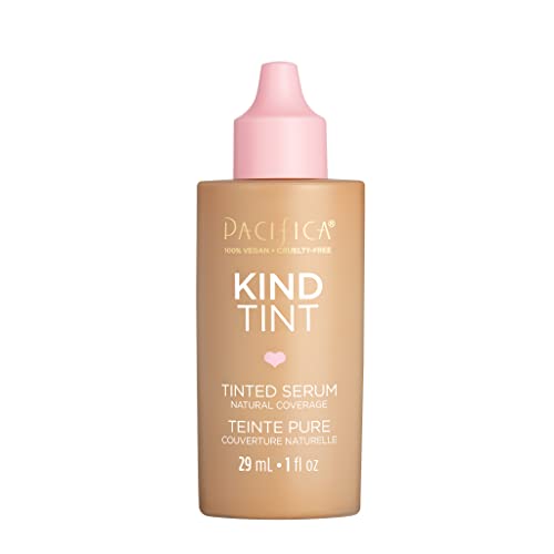 Pacifica Tinted Moisturizer – Kind Tint Serum, Lightweight Hydrating Foundation with Vegan Collagen & Hyaluronic Acid for Dewy Glow, Buildable Coverage, Vegan, 1 fl oz (Shade 15)