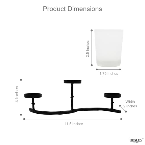 Image of HOSLEY Frosted Glass Tealight Candle Holders| White Tealight Candle Holders with Glass Holders Perfect for Home Decor Tabletop Centerpiece| Pack of 1 with Pack of 6 Tealights