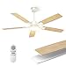 Mefine 2 Couleurs Pales Réversibles Ventilateur Plafond avec Lumiere, 132cm Silencieux Plafonnier Ventilateur Plafond Grand avec Telecommande et LED Lampe pour Exterieur Terrasse, Chambre, Salon