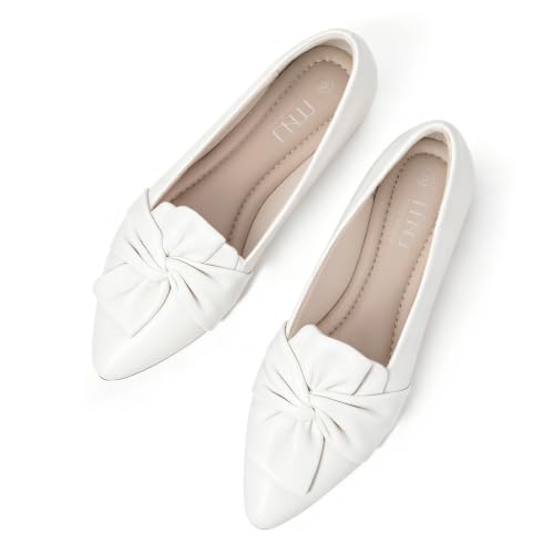 Image of MUSSHOE Comfortable Office Flats for Women: Pointed Toe Work Shoes with Memory Foam - Dressy Business Casual Slip On Flats for Commute & All Day Wear