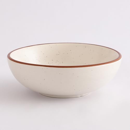 Image of miah decor Ceramic Serving Bowl | Speckled Ivory Rustic Stoneware Style Bowl for Rice, Curry, Gravy & Salad | Deep Multipurpose Serving Dish for Parties & Family Meals (Style 13)