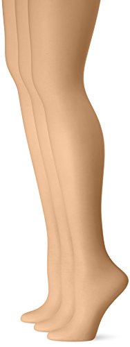 L'eggs Women's Silken 3 Pack Control Top Sheer Toe Panty Hose, Sun Beige, Q