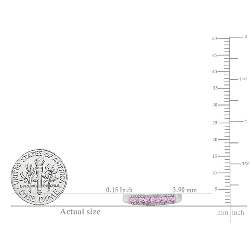 Dazzlingrock Collection Round Gemstone and Round White Diamond Womens Stackable Wedding Band, 10K Solid White Gold4