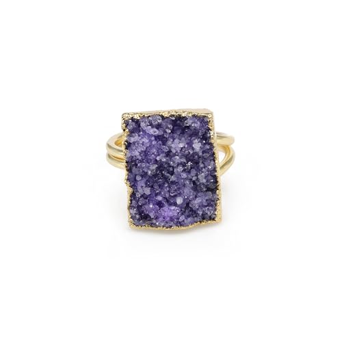 Bague bohème en quartz violet naturel, le bijou ajustable idéal pour vos soirées d'été