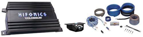 Audiosavings Bundle: (1) Hifonics HCC-1500.1D 1500 Watt Mono Car Audio Amplifier Bundle with (1) Rockville RWK4CU 4 AWG Gauge 100% Copper Complete Amp Installation Wire Kit (2 Items)