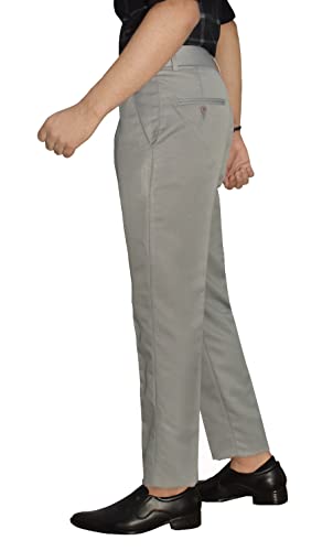 Image of KUNDAN Slim Fit Men Light Beige Polyester Viscose Blend Trousers