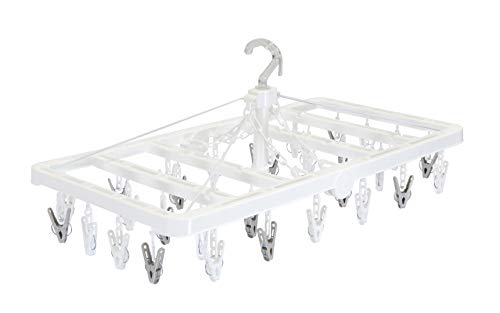 Towa Sangyo 25276 Laundry Clothes Drying Hanger, White, 25.8 x 13.4 x 11.0 inches (65.5 x 34 x 28 cm), Bathroom Dryer Safe, MS Square Hanger with 32 Pinches