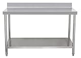 Beeketal 'BA180a' Gastronomie Edelstahl Arbeitstisch 180 x 60 cm mit Aufkantung, Tisch bis 160 kg belastbar, Profi Gastro Küchentisch mit extra großer unteren Ablagefläche und justierbaren Stellfüßen