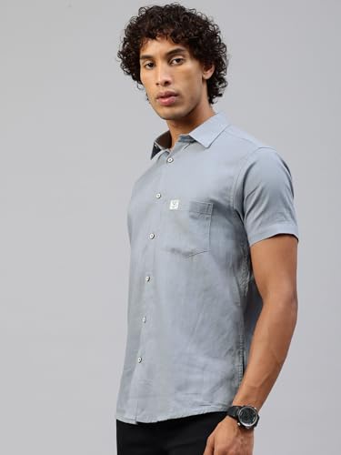 Image of Majestic Man Men Slim Fit Pure Cotton Solid Half Sleeve Casual Shirt