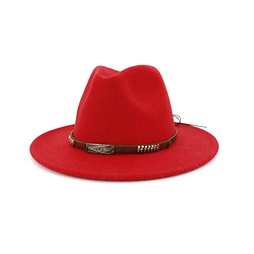 ZHANGBIN Lana Mujeres Hombres Fieltro Sombrero Fedora Papá Fascinadores ala Ancha Otoño Invierno Iglesia Paño Padrino Jazz Cap Tamaño 56-58cm Cover