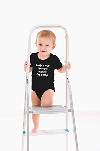 AW Fashions Watch Your Language Asshole I'm A Baby Baby Bodysuit Funny Adorable Infant Clothing Boy Outfit3