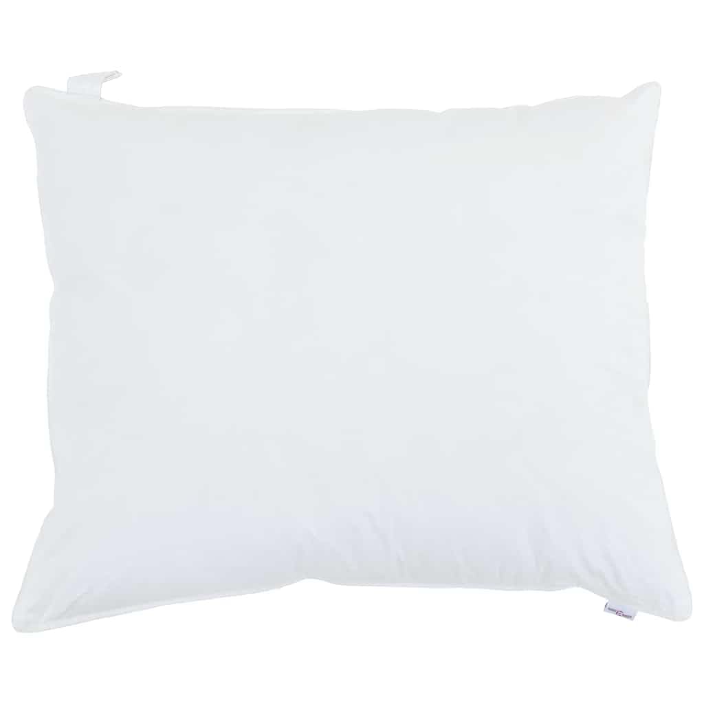 Almohada blanca de 60 x 70 cm de algodón con relleno de fibra de bambú, almohada ergonómica para dormir de lado, boca abajo, boca abajo, transpirable, fácil de limpiar, 1 unidad