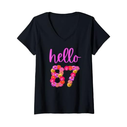 Mujer Flor de cumpleaños de 87 años Hola 87 Es mi cumpleaños 87 Camiseta Cuello V