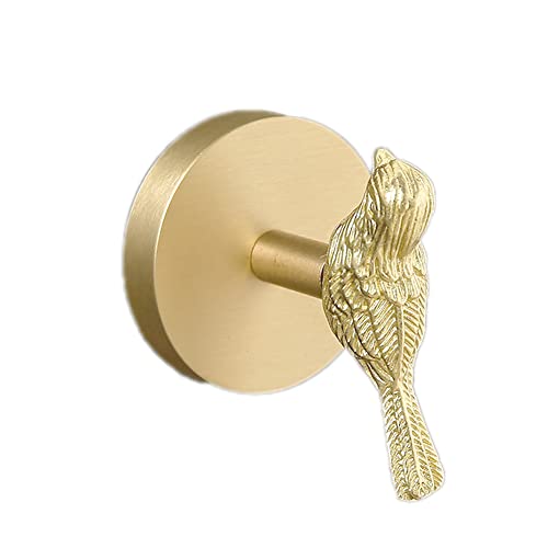 JfwuHap HwrtYeg Bird Shape Hooks - 1 Pcs Brass Towel Robe Hooks, No Drill Wall Mount, Stainless Steel & Brushed Brass Finish, Ideal for Bathroom & Kitchen