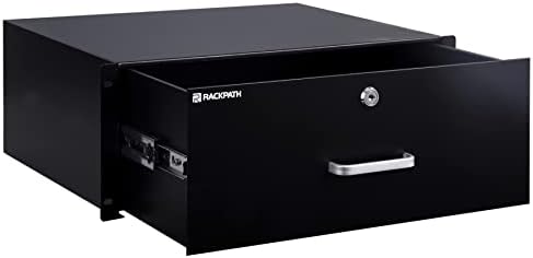 RackPath 4U Rack Mount Drawer for 19 Inch AV/Network/DJ Equipment Racks or Cabinets with Lock and Key